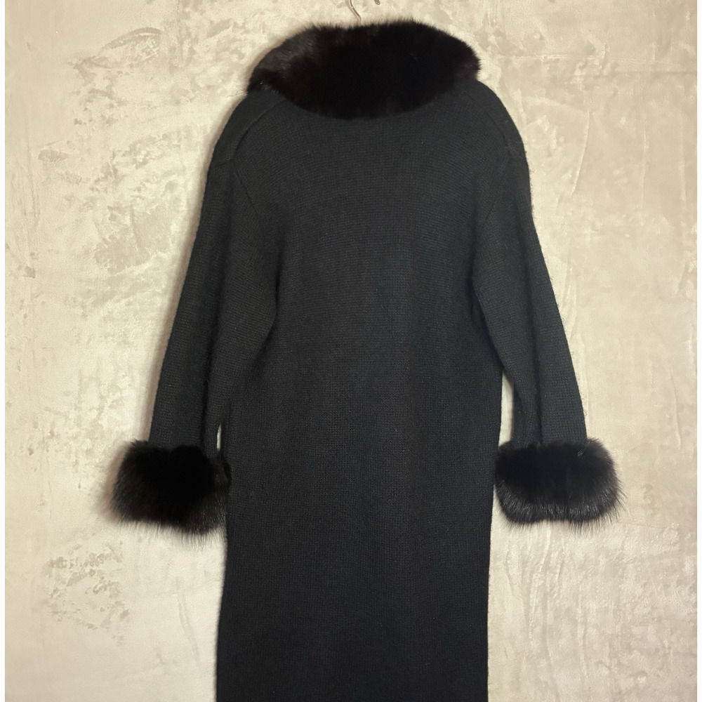 Nordstrom Gallery Designs By Rachelle Mohair Sweater Jacket Fox Fur Trim Size M - Picture 7 of 11